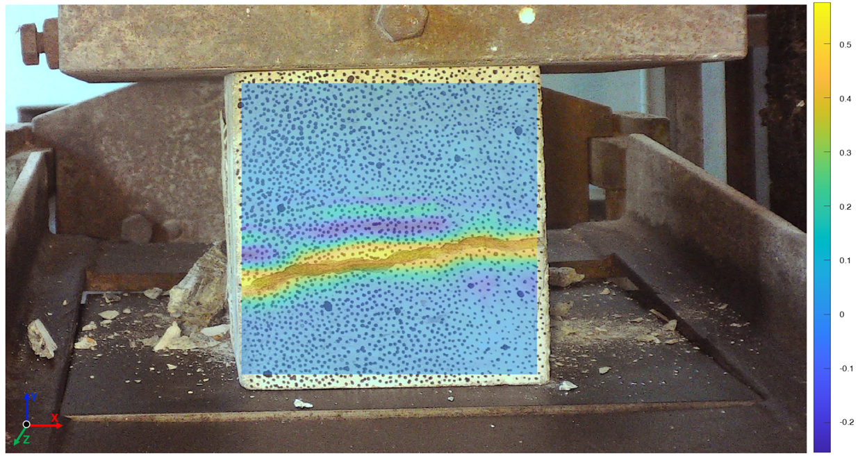 Speckle-patterned specimen used for digital image correlation
